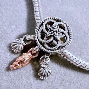 Silver‎ and Gold Dreamcatcher Dangle Charm fits PANDORA